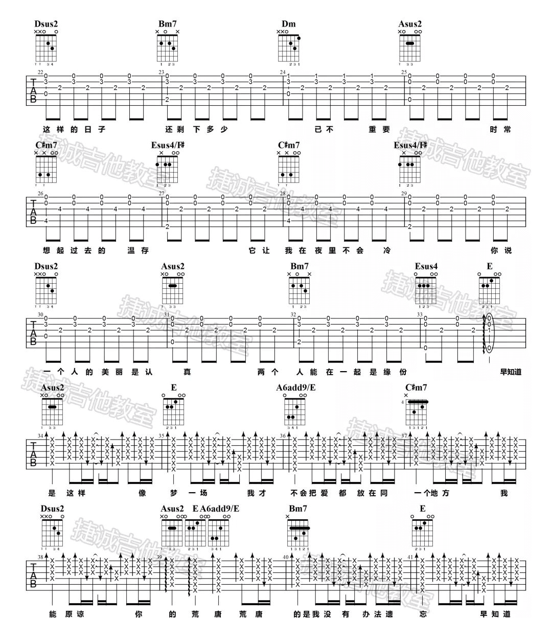 梦一场吉他谱-王力宏-《梦一场》A调原版弹唱谱-高清六线谱插图2
