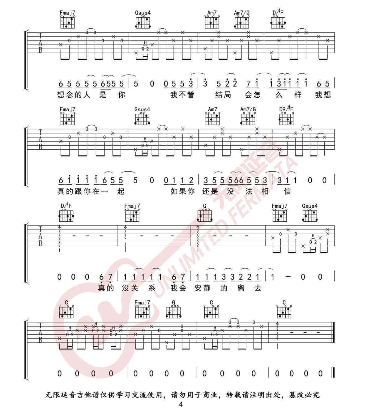 小宇吉他谱-张震岳-《小宇》C调原版六线谱-小宇弹唱吉他谱插图3