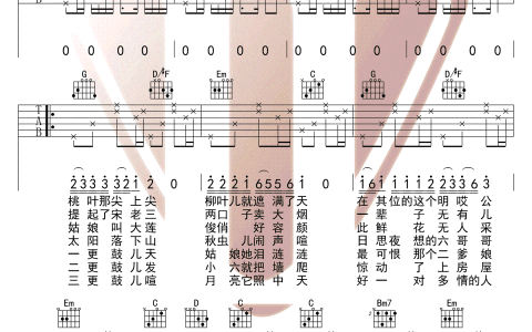 《探清水河》吉他谱-晓月老板-G调原版弹唱六线谱-高清图片谱