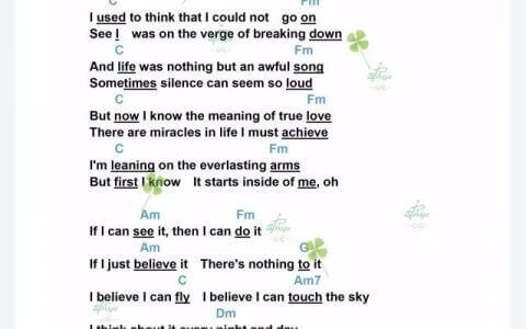 《I Believe I Can Fly》尤克里里弹唱曲谱（R. Kelly ）
