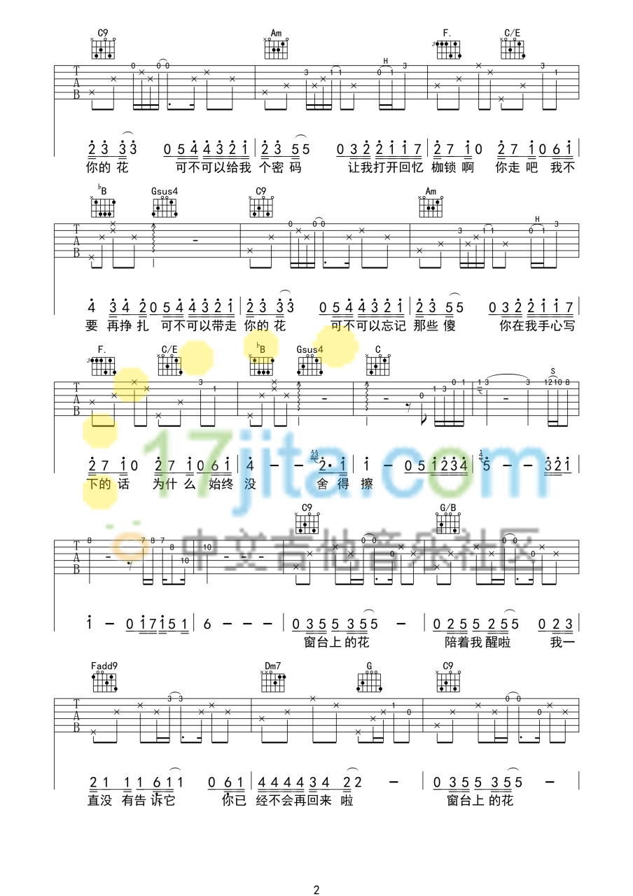 《可不可以忘记》吉他谱_C调_王栎鑫插图2