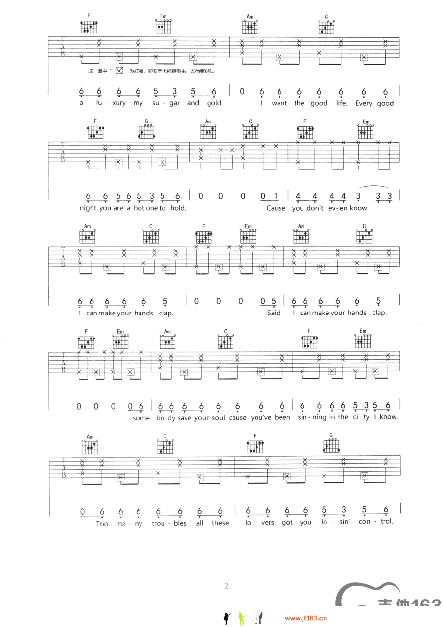 《98k之歌》吉他谱_E调六线谱_简单版_Fitz & The Tantrums插图1