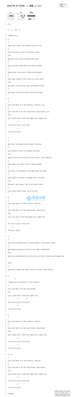 《you are in love》吉他谱_C调和弦谱_Taylor Swift插图